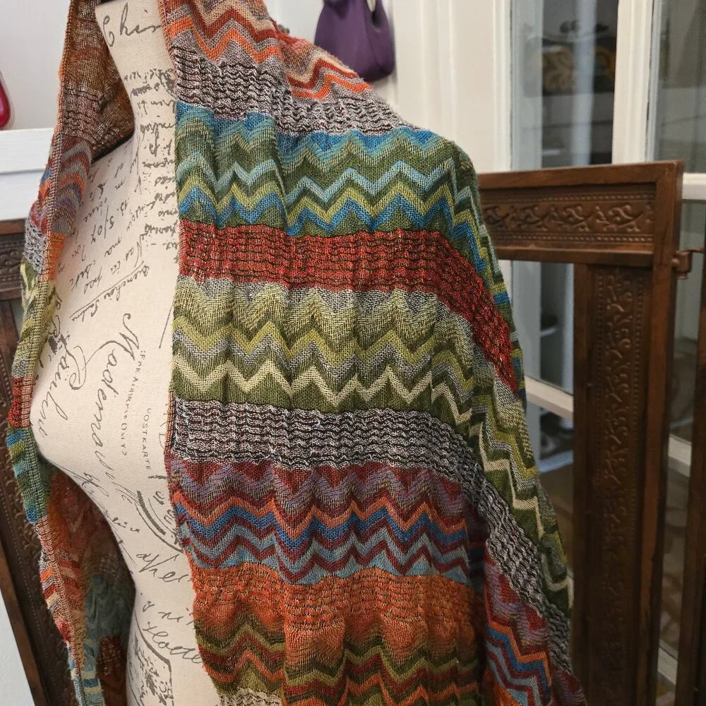 Chevron Scarf with Fringe - Picture 2 of 5